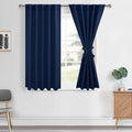 Hiasan Navy Blue Curtains 45 inch Long, Light Blocking Thermal Insulated Rod Pocket & Back Tab Blackout Drapes Sewn with Tieback