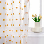 Mysky Home Pom Pom Curtains For Girls Bedroom 63 Inch Burnt Orange Curains For Nursery Kids Room Sheer Curtains For Living Room Dining Room Rod Pocket Small Window 52' X 63' Set Of 2