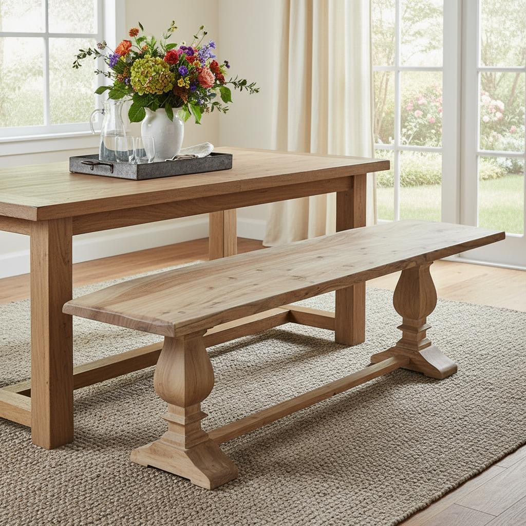 72 Natural Solid Wood Distressed Dining Bench