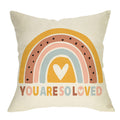 Ussap Boho Rainbow Home Decorative Throw Pillow Cover, You Are So Loved Inspirational Quote Heart Cushion Case 18X18 For Girls K