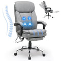Homrest Reclining Office Chair With 4-Point Massage, Breathable Fabric Executive Chair With Retractable Footrest, Ergonomic Comp