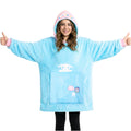 Hello Kitty Sanrio Cinnamoroll Blanket Hoodie Girls, Teens, Kawaii Fleece Wearable Blanket with Plush, Gifts for Girls (Blue Cin