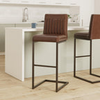 New Pacific Direct Ronan Pu Leather Bar, Set Of 2 Bar & Counter Stools, Antique Cigar Brown