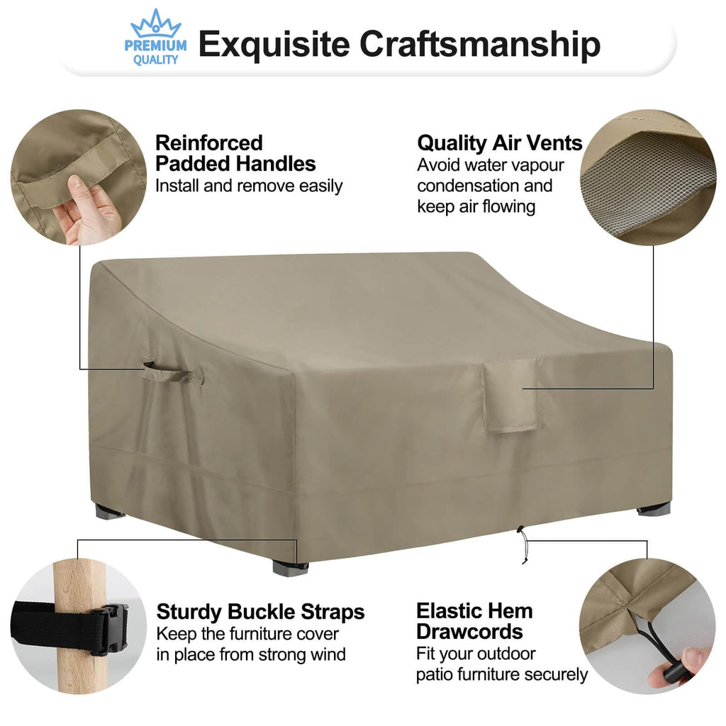 Outdoorlines Outdoor Waterproof Patio 3-Seater Couch Cover - Uv Resistant Patio Sofa Furniture Covers Weatherproof Heavy Duty Glider Covers For Outdoor Furniture, 76Wx32.5Dx33H Inches, Camel