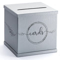 Silver Card Box for Party, Large 10x10 Wedding Reception Envelope Box, Gray & Black Money Gift Card Box for Funeral Memorial, Bi