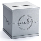 Silver Card Box for Party, Large 10x10 Wedding Reception Envelope Box, Gray & Black Money Gift Card Box for Funeral Memorial, Bi
