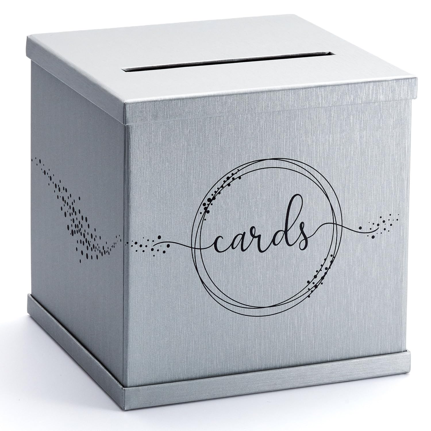 Silver Card Box for Party, Large 10x10 Wedding Reception Envelope Box, Gray & Black Money Gift Card Box for Funeral Memorial, Bi