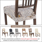 SearchI Stretch Dining Chair Seat Covers Set of 4, Removable Washable, Polyester Spandex, Orange Brown Flower Design