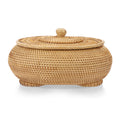 Hipiwe Round Rattan Boxes with Lid, X-Large Woven Bread Basket Natural Rattan Basket Wicker Rattan Storage Box Decorative Basket