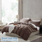 Nestl Chocolate Brown Duvet Cover King Size - Soft Prewashed King Duvet Cover Set, 3 Piece, With Zipper Closure, 1 Duvet Cover 104X90 Inches And 2 Pillow Shams - No Comforter