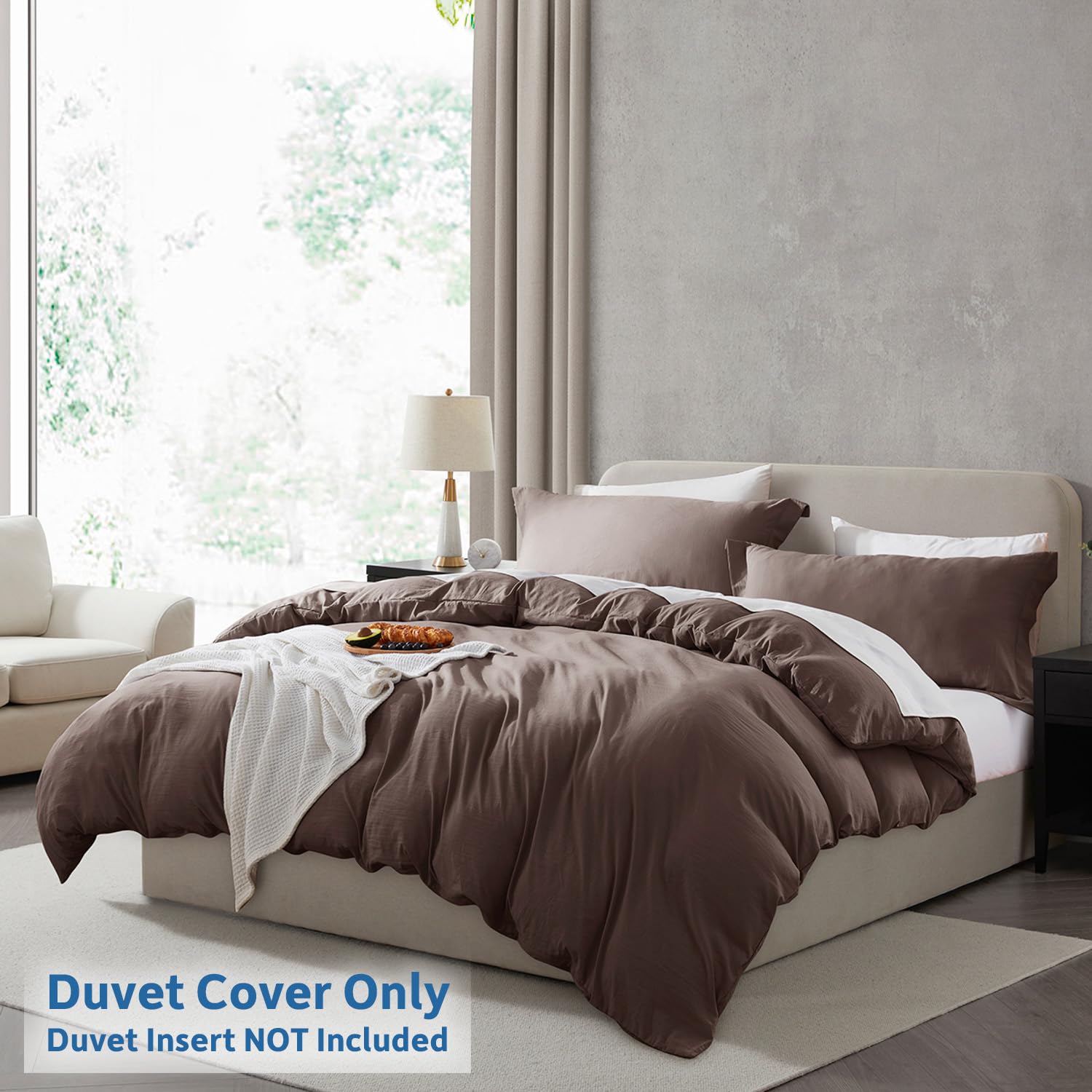 Nestl Chocolate Brown Duvet Cover King Size - Soft Prewashed King Duvet Cover Set, 3 Piece, With Zipper Closure, 1 Duvet Cover 104X90 Inches And 2 Pillow Shams - No Comforter
