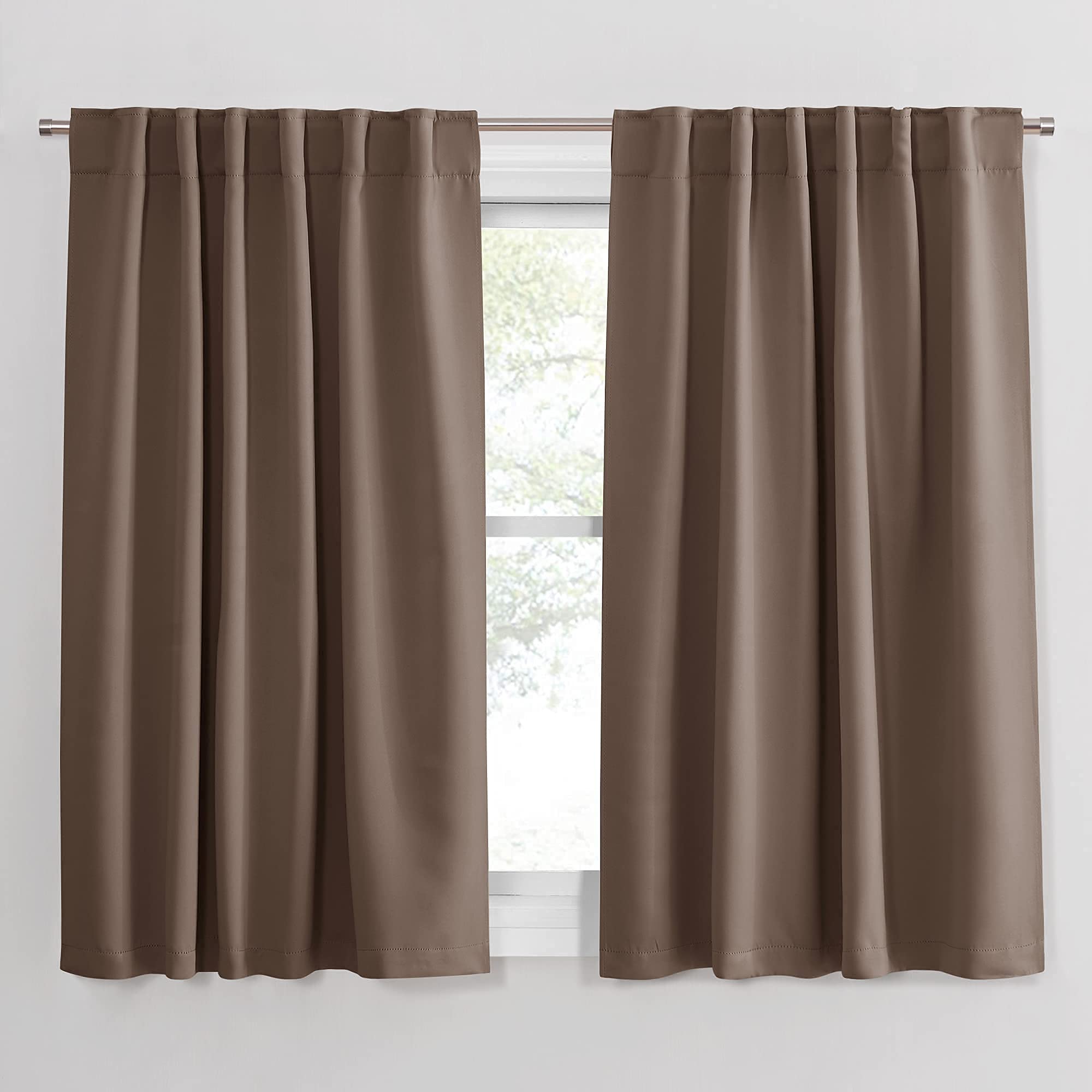 PONY DANCE Thermal Blackout Curtains - Short Length Curtain Draperies Thermal Insulated Curtain Panels with Back Tab Light Block