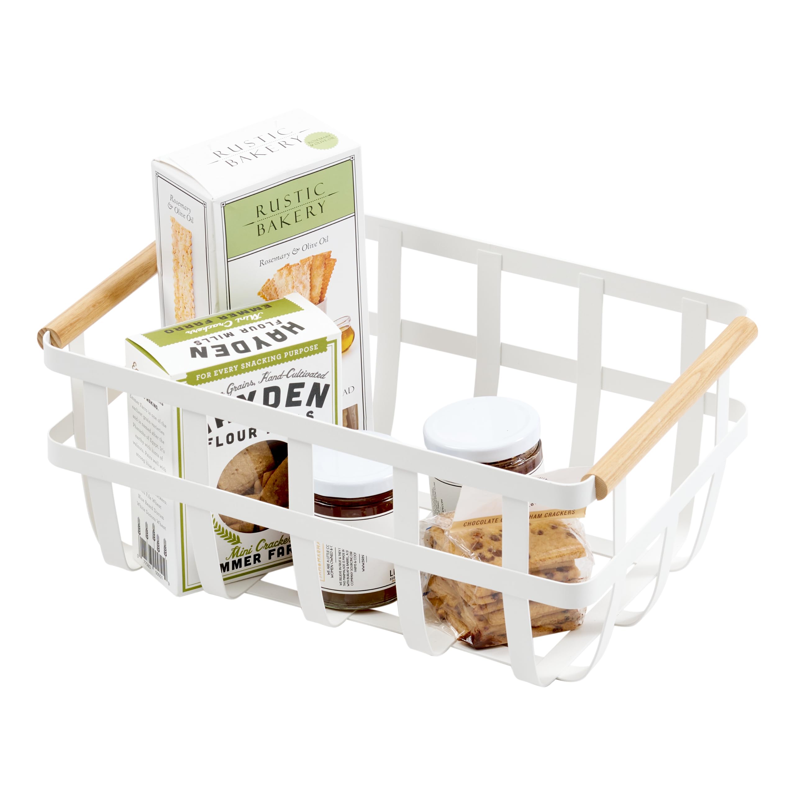 YAMAZAKI home 2507 Storage Basket-Dual Handle Organizer, One Size, White