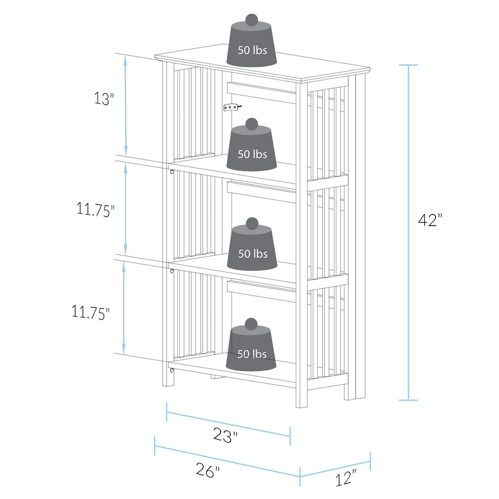 Casual Home "Soho Manhattan 4-Shelf Folding Bookcase 26"" Wide - Natural (333-40)