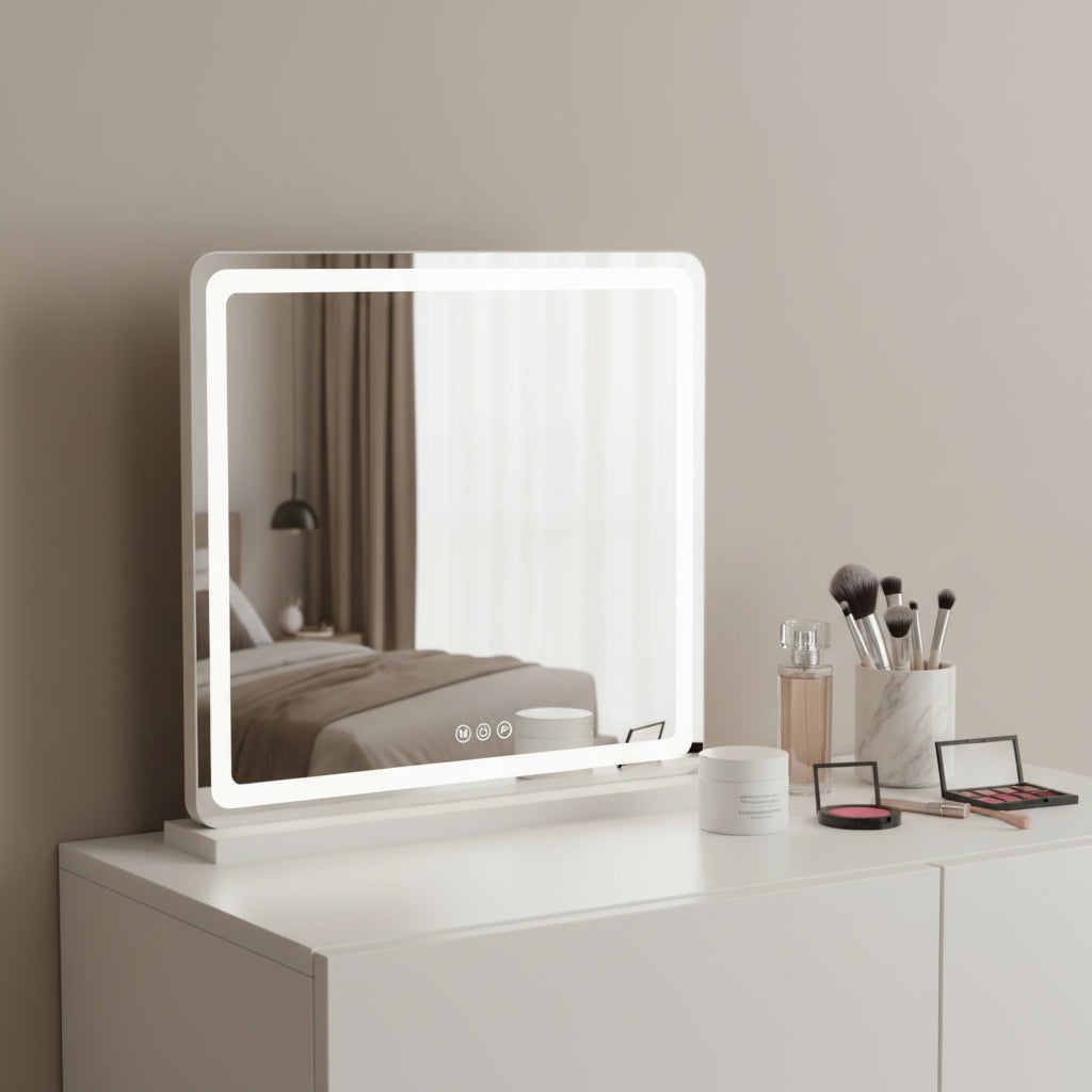 22 Lighted Freestanding Frameless Makeup Shaving Tabletop Mirror With USB