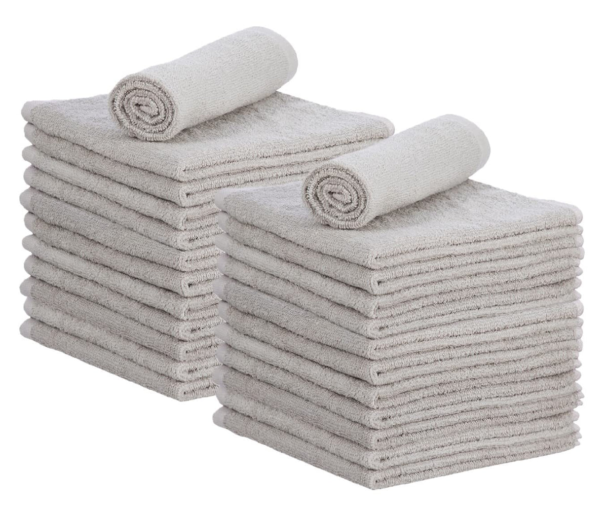 Superio Cotton Terry Washcloths Grey Towels 100% Cotton Cleaning Cloth 16 Rags Wash Clothes for Body and Face, Spa Towels, Multi