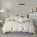 Eavd Garden Lavender Floral Comforter Set Queen White Fluffy Microfiber Chic Shabby Purple Floral Bedding Set 1 Queen Bed Comfor