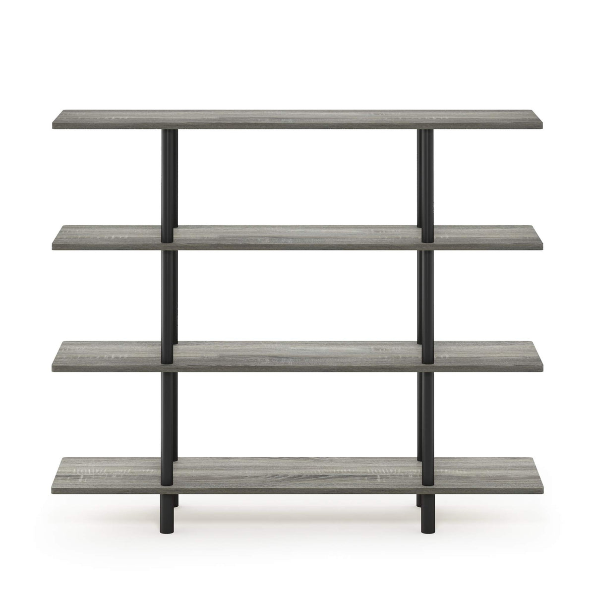 Furinno Turn-N-Tube 4-Tier Wide Display Shelf, French Oak Grey/Black