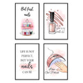 KLPOARTQ Modern Girl Room Decor, Nail Quote Poster Set with 4 Pieces Frame, Fashion Wall Art Prints Canvas Painting Pictures Bea