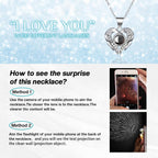 Preserved Real Cyan Rose Gift With I Love You In 100 Languages Necklace, Cute Gifts For Girlfriend, Women, Mom, Wife, Gifts Idea