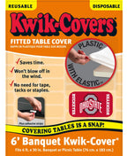 Collegiate Kwik-Covers Rectangle Plastic Table Covers, Bundle Of 2 (Ohio State University, 6')