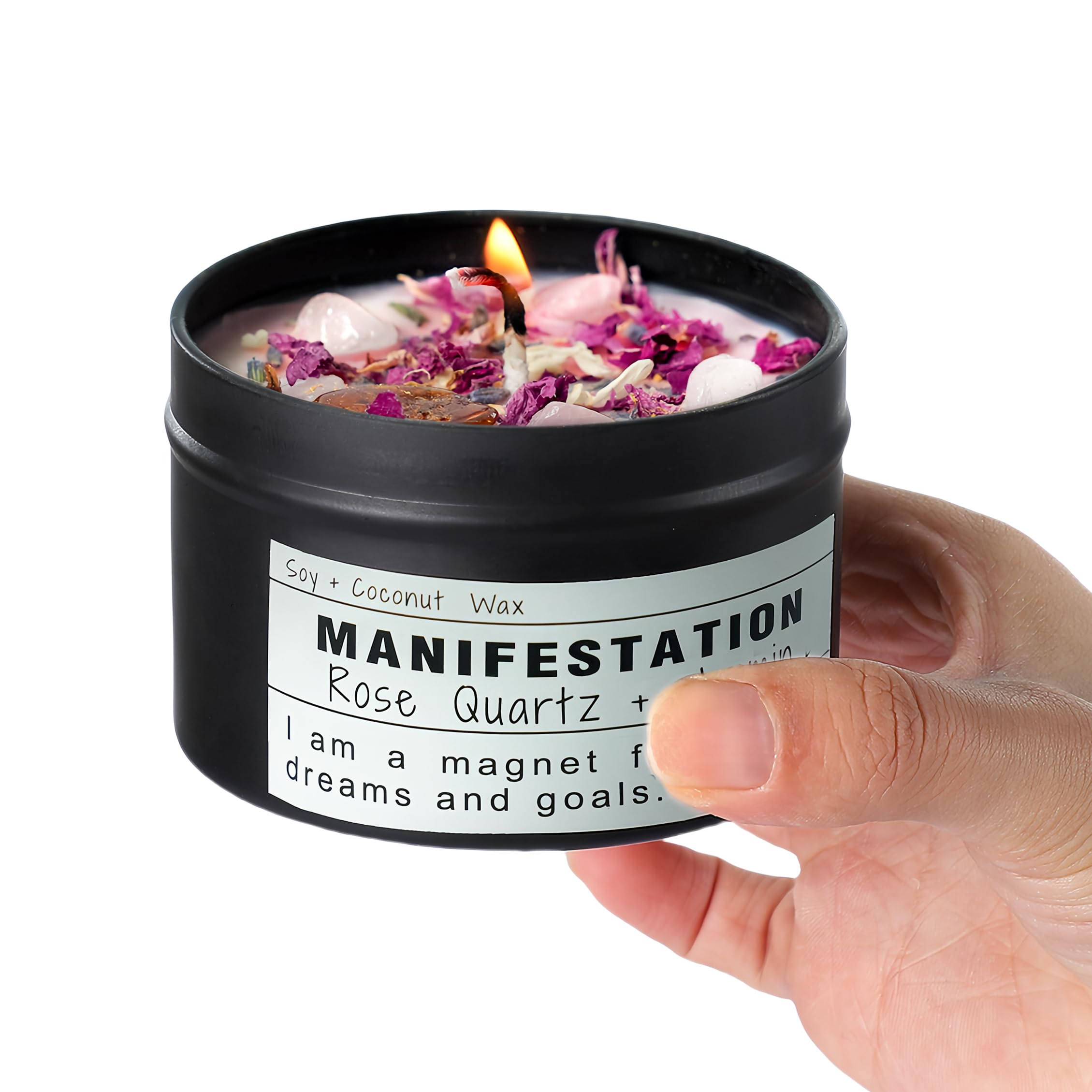 Crystal Soy Candles, Handmade Wishing Gifts, Wishing Law of Attraction, Moon Magic, Birthday Candle Gifts. (Manifestation)