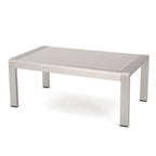 Christopher Knight Home Cape Coral Outdoor Aluminum Coffee Table With Glass Top, Silver