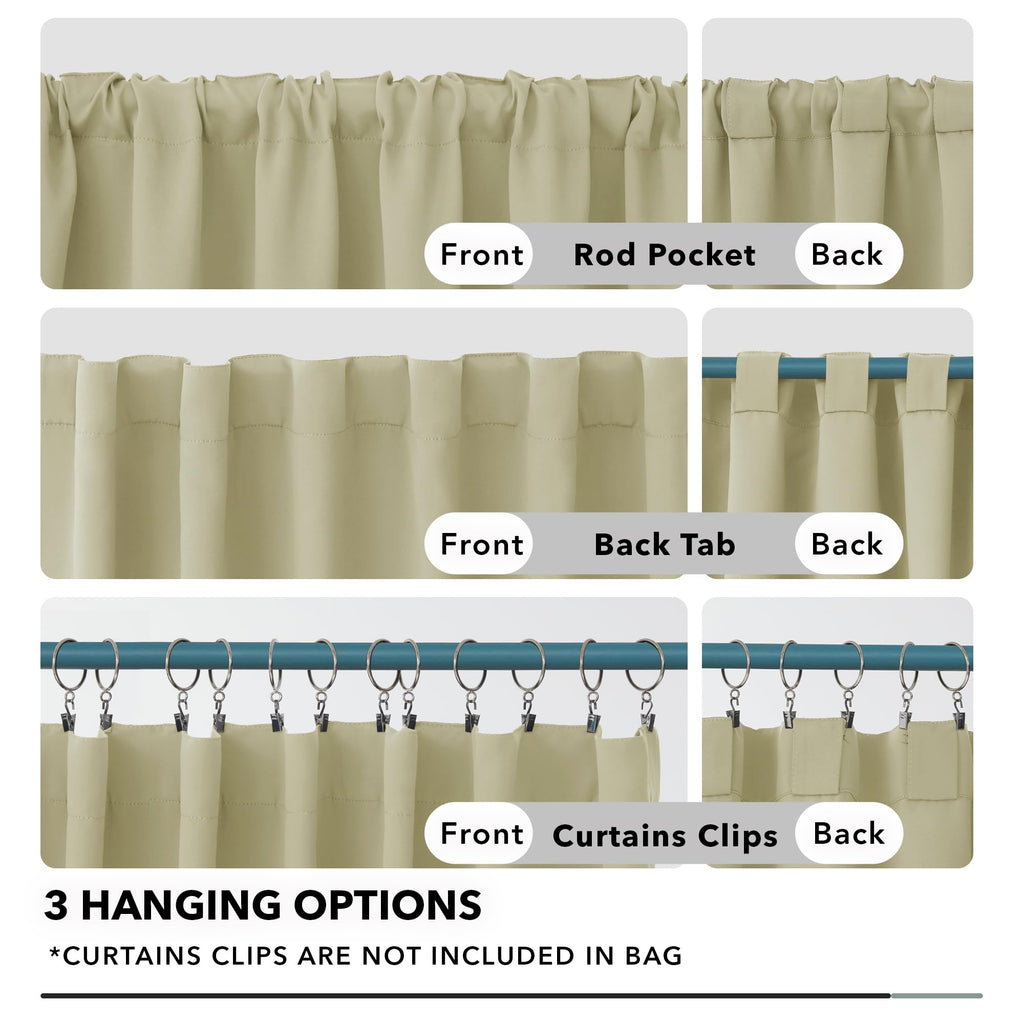 Deconovo Solid Thermal Insulated Window Blackout Curtains, Beige Rod Pocket And Back Tab Curtains - Window Coverings Curtains For Girls Room, 52X95 Inch, Beige, 2 Panels