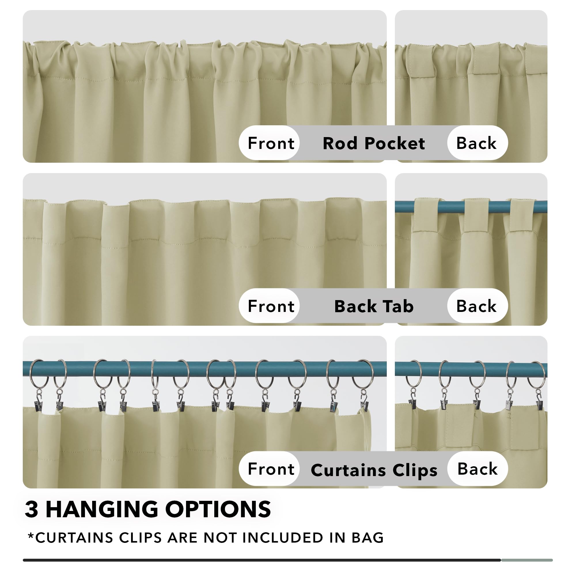 Deconovo Solid Thermal Insulated Window Blackout Curtains, Beige Rod Pocket And Back Tab Curtains - Window Coverings Curtains For Girls Room, 52X95 Inch, Beige, 2 Panels