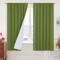 LAMIT 100% Blackout Linen Curtains, 68 Inches Linen Textured Thermal Bedroom Drapes Back Tab and Rod Pocket Christmas Panels wit
