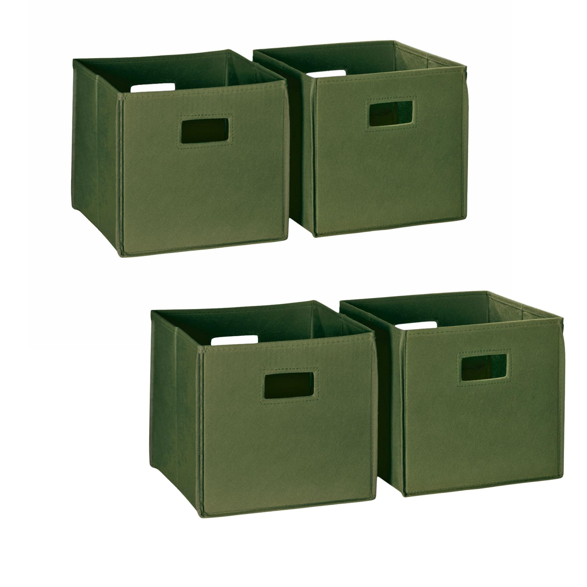 RiverRidge Folding Storage Bins with Handles Olive Cube Storage Organizer for Closet, Bedroom & Playroom - Closet Organizers and
