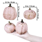 7 Pcs Assorted Artificial Gold Brushed Pink Pumpkins Rustic Decorative Pumpkins Foam Pumpkins For Fall Halloween Harvest Wedding