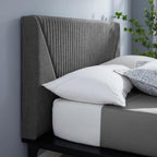 Modway Dakota Upholstered Polyester Fabric Queen Platform Bed in Black/Gray
