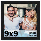 9x9 Frame Black Picture Frame - Modern Photo Frame Includes UV Acrylic Shatter Guard Front, Acid Free Foam Backing Board, Hangin