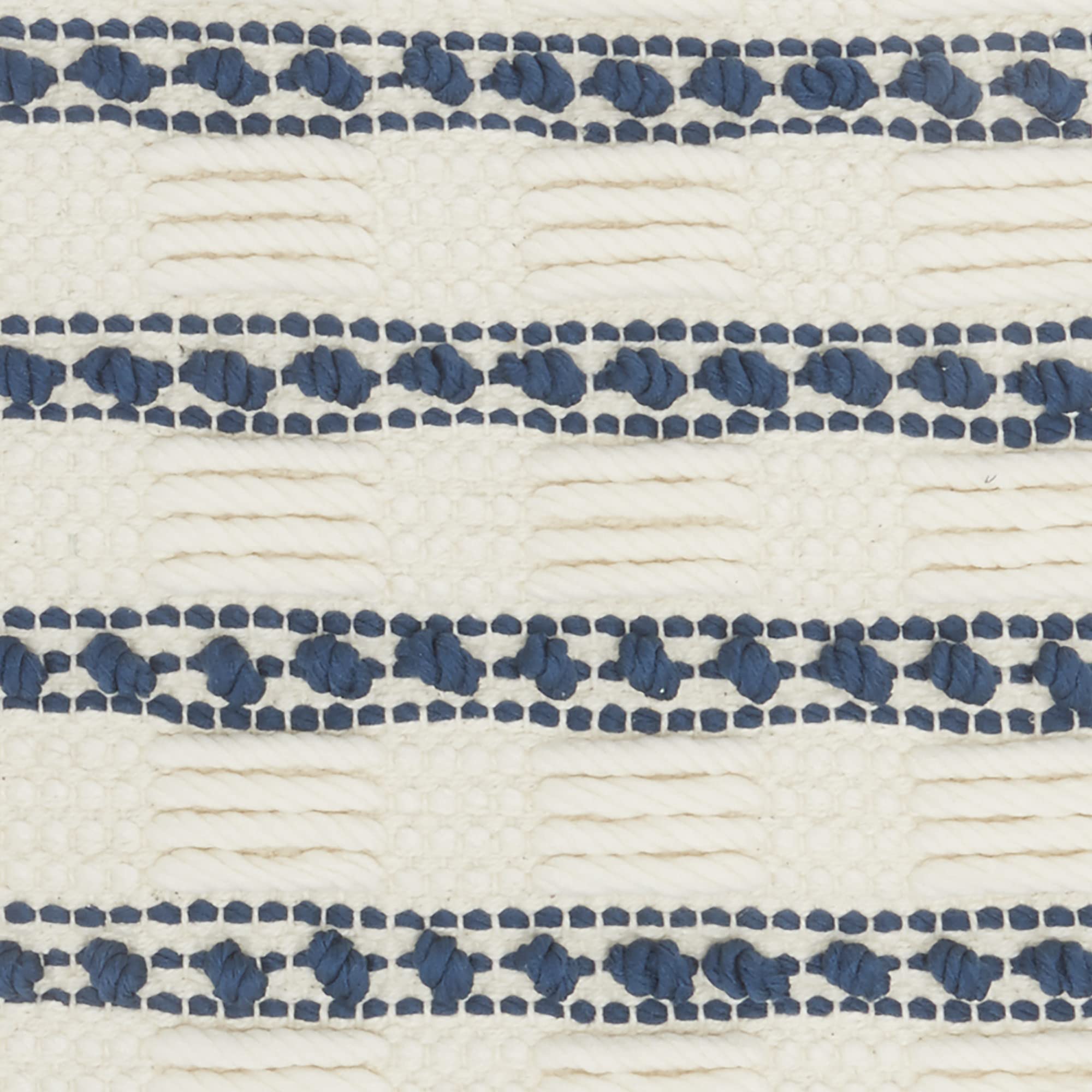HomeRoots 60% Cotton 40% Polyester Navy Blue and Ivory Textured Stripes Throw Pillow