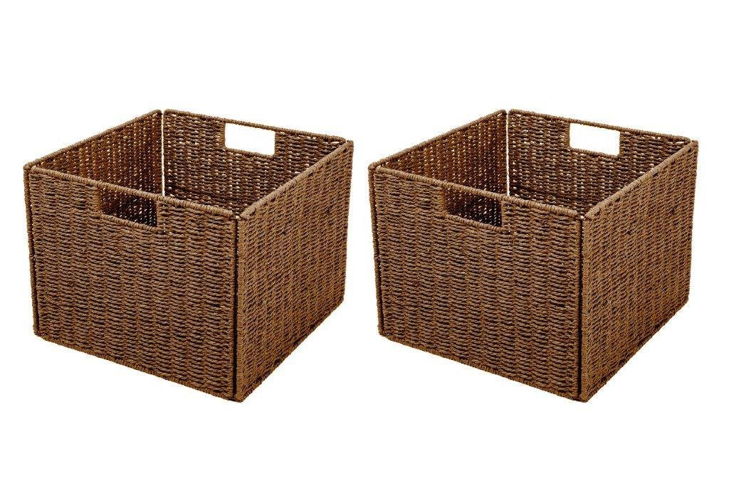 Trademark Innovations Foldable Storage Basket with Iron Wire Frame (Set of 2)