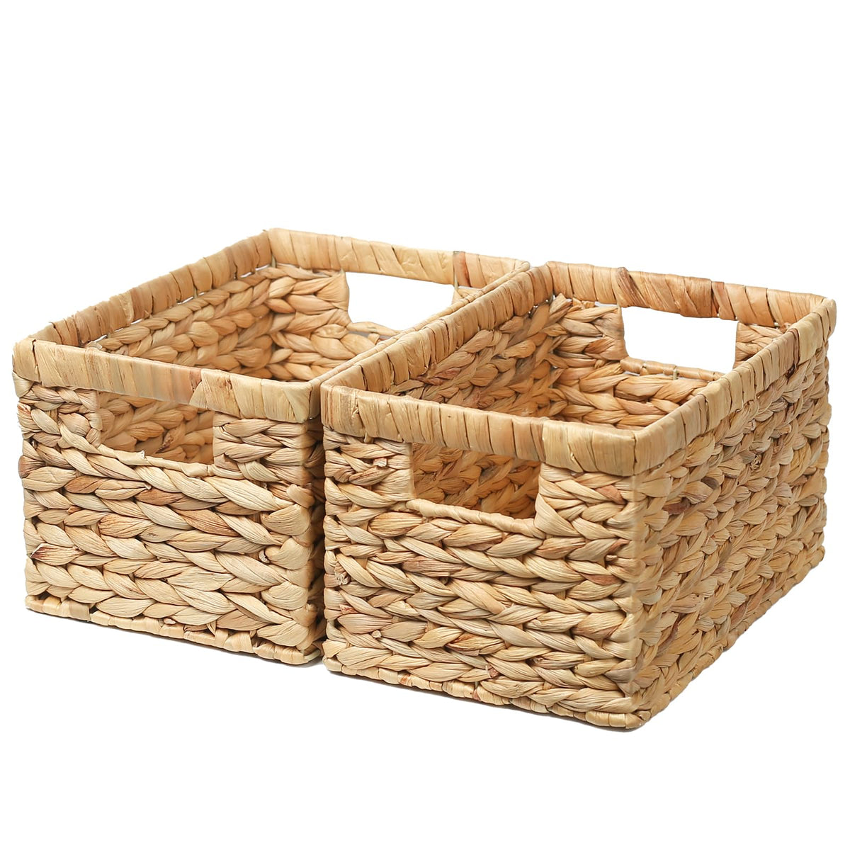 Wicker Storage Basket,Storage Basket with Builtin Handles, Water Hyacinth Storage Baskets for Organizing, Large Wicker Baskets 