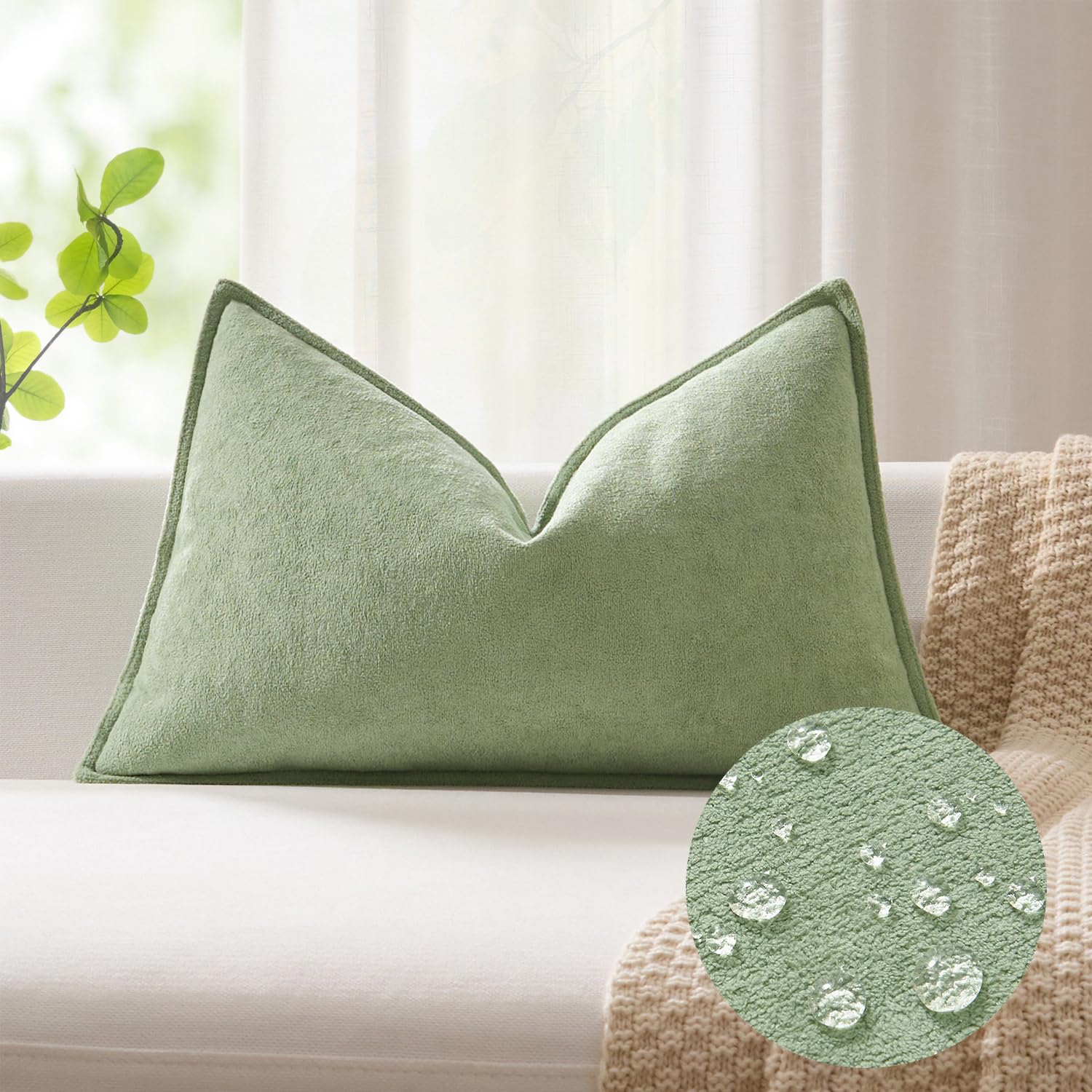 Kevin Textile Spring 14x24 Inch Lumbar Pillow Cover 1 Pack Soft Boucle Textured Decorative Waterproof Rectangle Cushion Elegant 