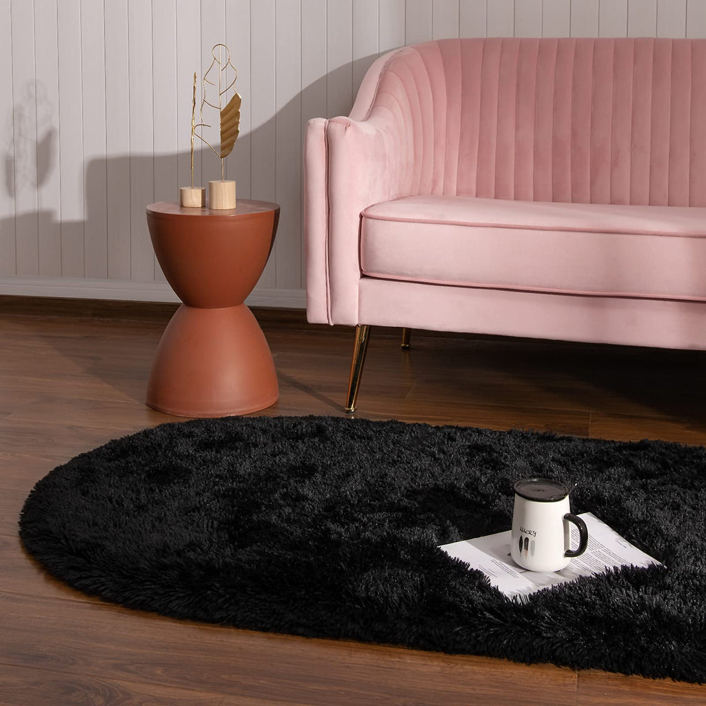 Softlife Fluffy Rugs For Bedroom, Shag Cute Area Rug For Girls And Kids Baby Room Home Decor, 2 X 5 Feet Oval Indoor Carpet For