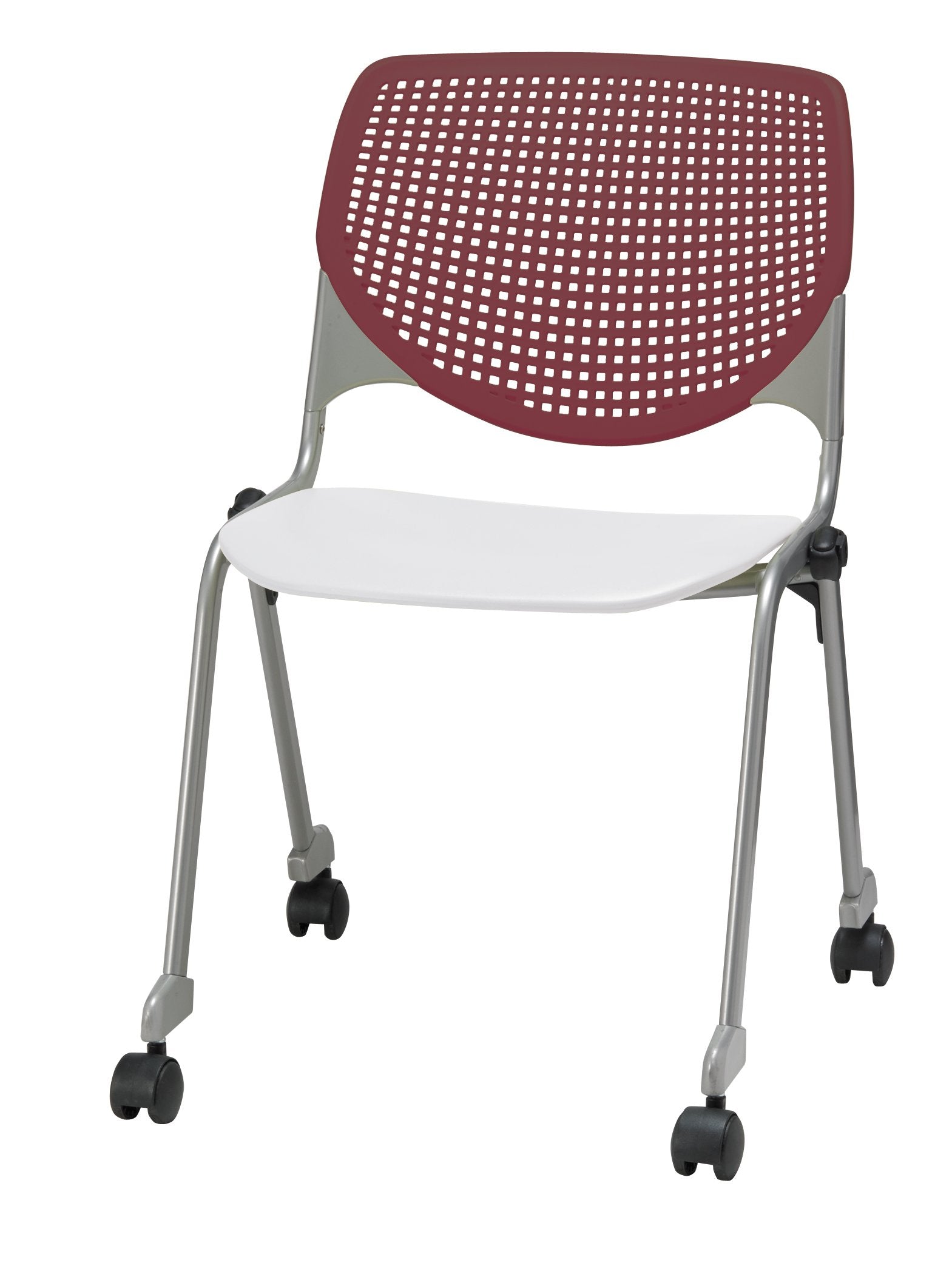 KFI Stacking Chair - Burgundy, White - 1 Each