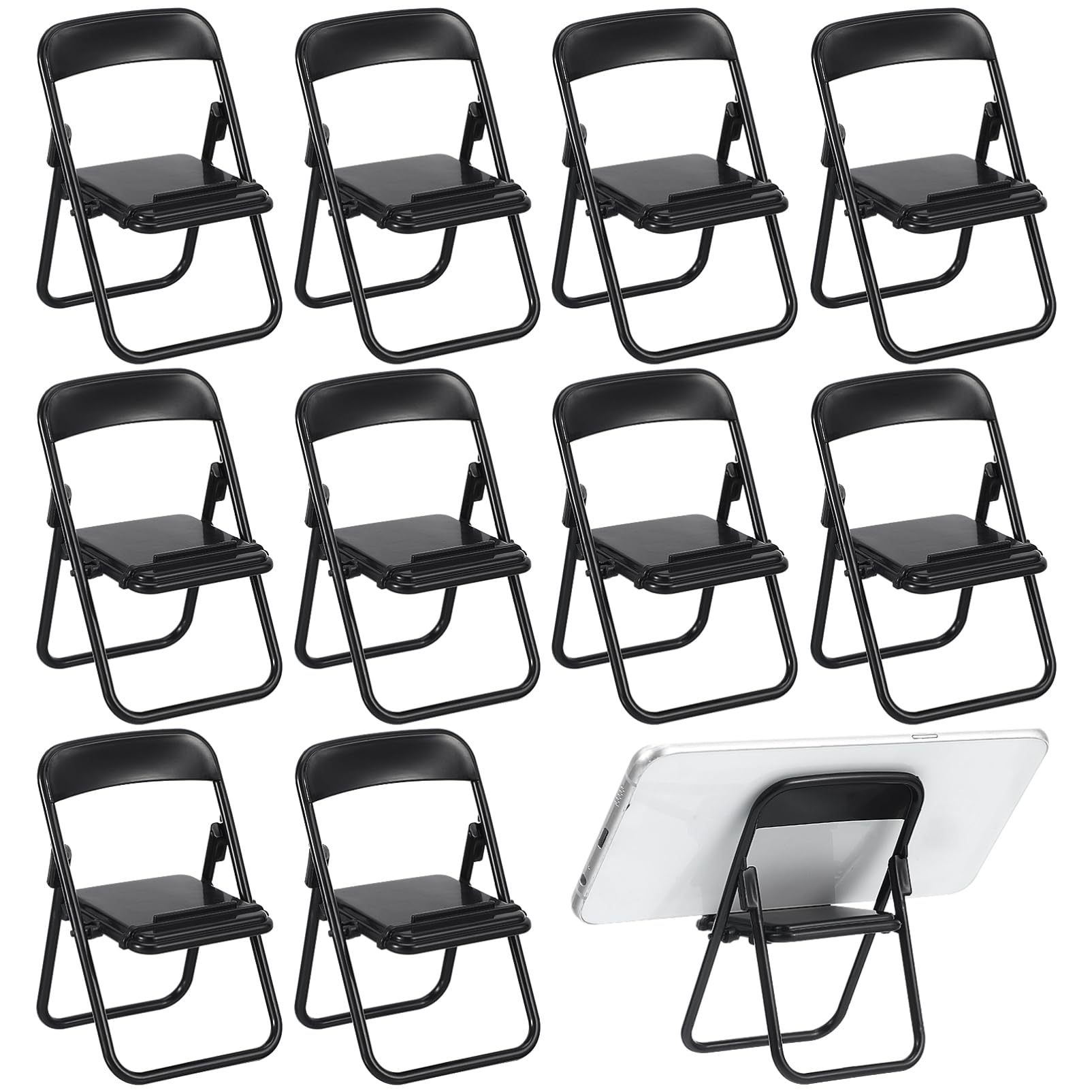 DOITOOL Mini Folding Chair Phone Stand Holder: 12 PCS Doll House Folding Chair Models 1:6 Scale Miniature Foldable Chairs Mini P