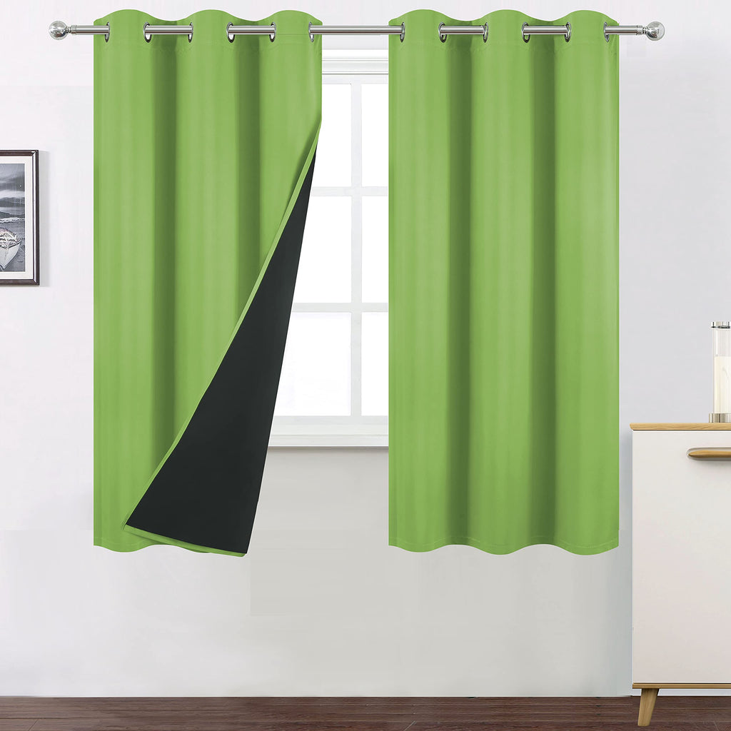 LEMOMO Light Green Thermal Blackout Curtains/40 x 72 Inch/Set of 2 Panels Room Darkening Curtains for Bedroom and Living Room