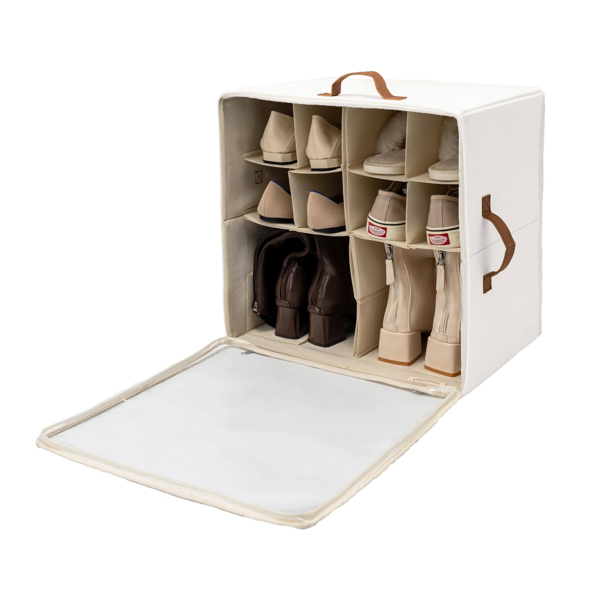 StorageWorks Shoe Organizer for Closet, Shoe Cubby Storage Containers, White, Medium
