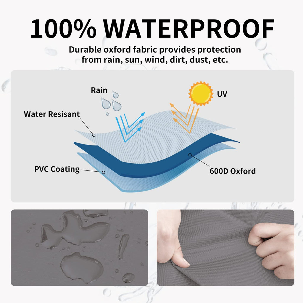 Easy-Going Outdoor Ottoman Cover, Waterproof Patio Ottoman Cover, Heavy Duty Outdoor Furniture Cover With Padded Handles (34'X24'X17', Gray/Black)
