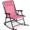 Best Choice Products Outdoor Folding Rocking Chair, Zero Gravity Lounge Chair, Patio Rocker w/Headrest Pillow - Pink