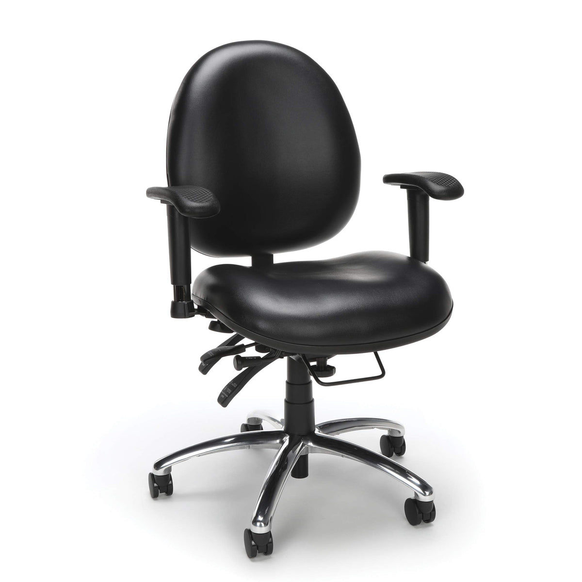 OFM 24/7 Vinyl Office Chair Big & Tall 400lb Max Weight, Adjustable Back & Seat Height, with Wheels, Black