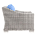 Modway Conway Outdoor Patio Wicker Rattan, Armchair, Light Gray Light Blue