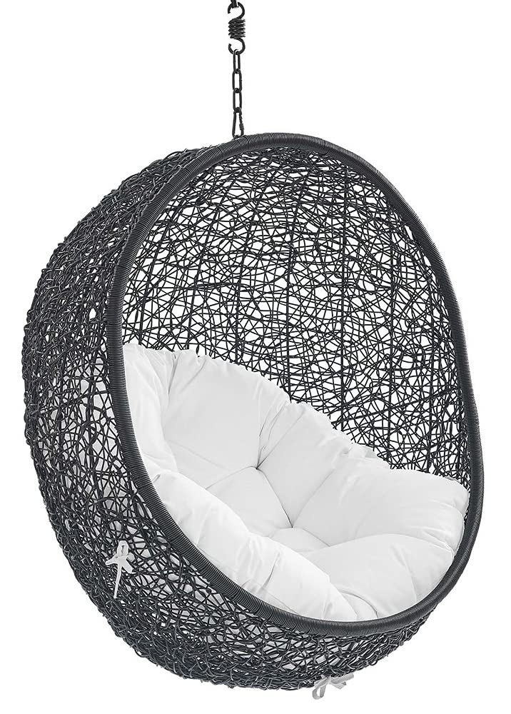 Modway Eei-3636-Blk-Whi Encase Swing Outdoor Patio Lounge Chair Without Stand, Black White, 43.5 X 40 X 125.5