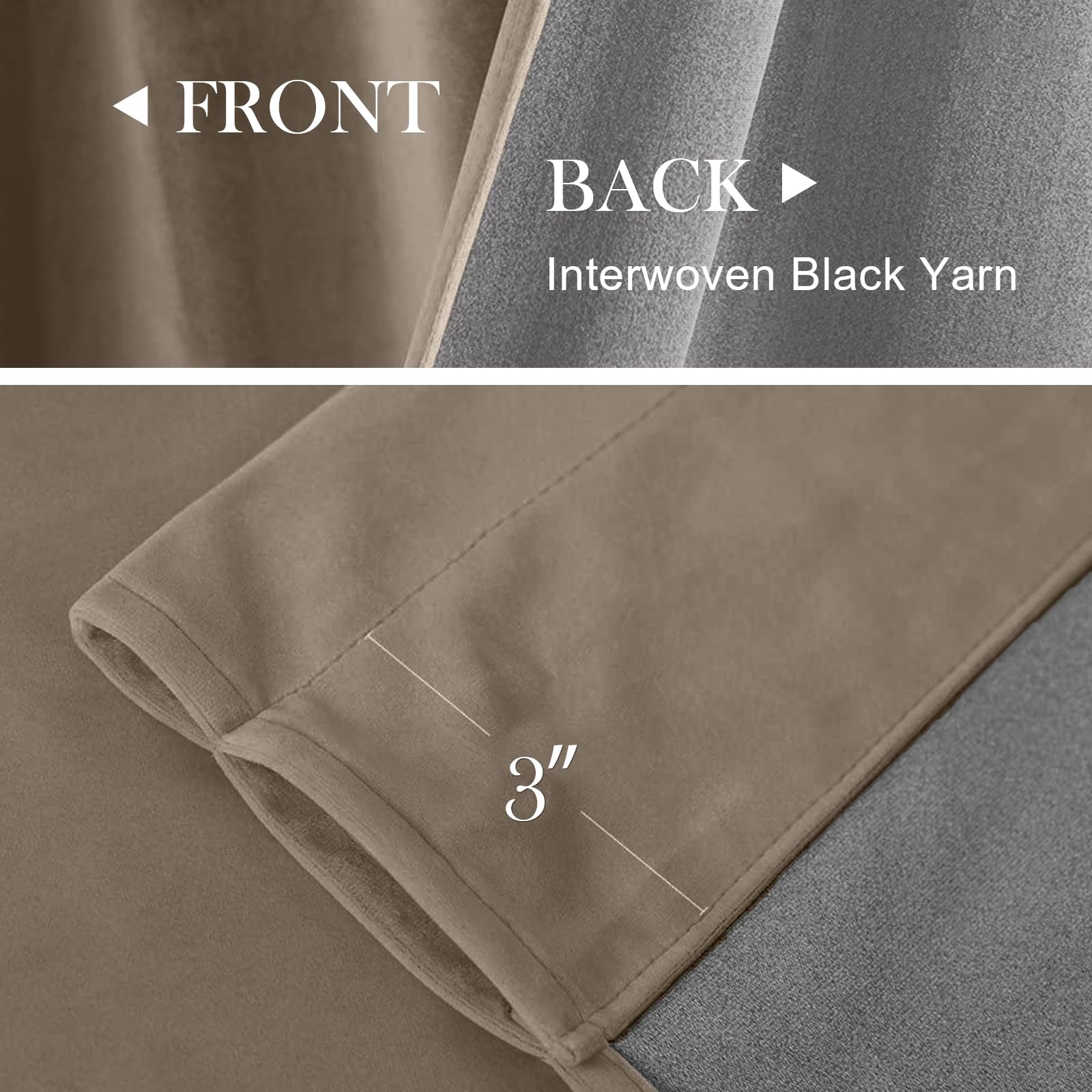 Lazzzy Tan Velvet Curtains Room Darkening Thermal Insulated Curtains 108 Inch Length Soundproof Noise Reducing Drapes For Bedroom Living Privacy Home Decor Rod Pocket, 2 Panels