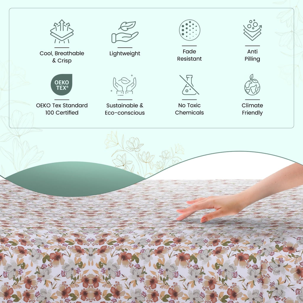 Feather & Stitch Softest 100% Cotton Sheets, 300 Thread Count Percale Weave Bedding, 16' Deep Pocket, Cooling Sheets, Breathable Bed Set, Hotel Premium Quality (- Full, Florence)
